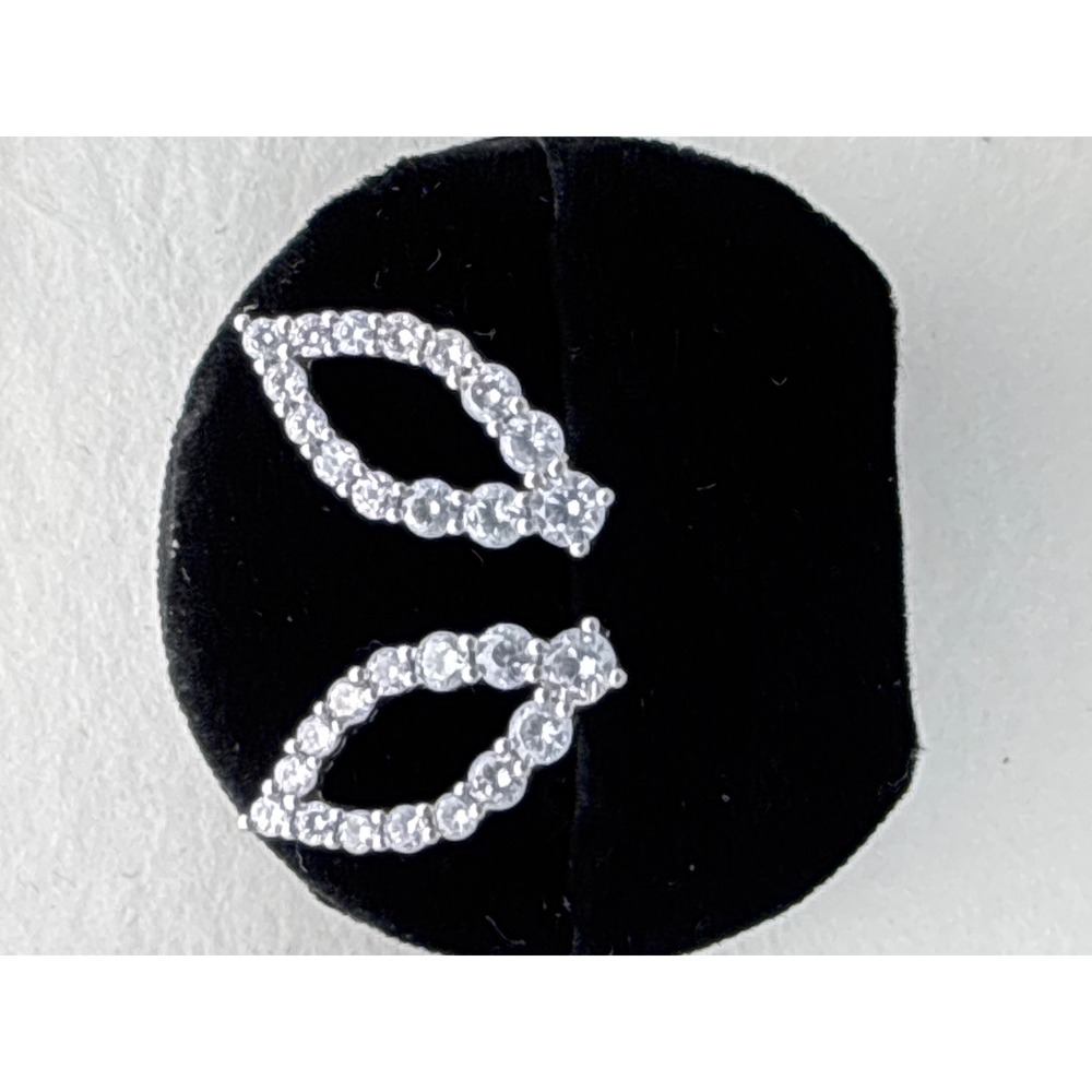 Earrings Silver Cubic Zirconia Post Back Elegant Marquise New with Tags